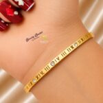 Roman Number Design Bangle – Stainless Steel Gold Tone