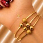 Multi Ball Design Bangle – Stainless Steel Gold Tone