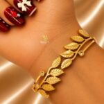 Leaf Design Bangle – Stainless Steel Gold Tone - Image 3