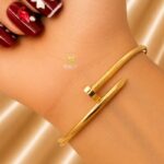 Nail Design Bangle – Stainless Steel Gold Tone