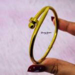 ball nail design bangle stainless steel gold tone close view