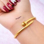 ball nail design bangle stainless steel gold tone full view