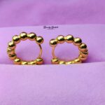 beaded hoop earrings stainless steel gold tone close view