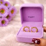 beaded hoop earrings stainless steel gold tone full view