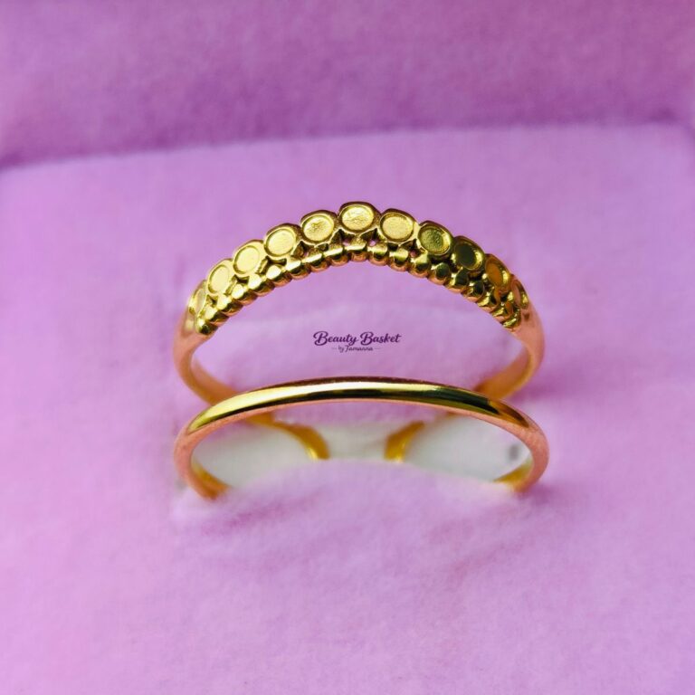 Beaded Ring stainless steel gold tone close view