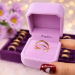 Beaded Ring stainless steel gold tone full view