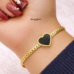 black heart chain bracelet stainless steel gold tone trendy