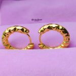 chunky hoop earrings stainless steel gold tone close view