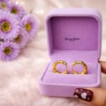 chunky hoop earrings stainless steel gold tone full view