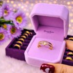 Clover Ring stainless steel gold tone full view