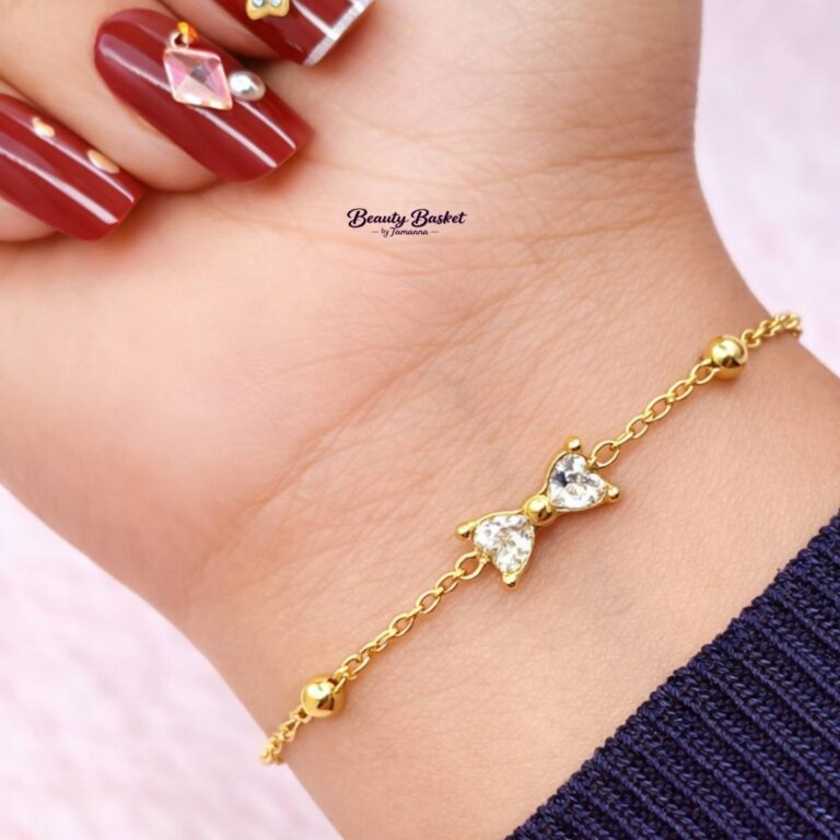 crystal bow bracelet gold stainless steel cute elegant jewelry