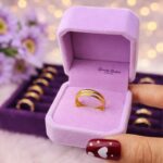 Double Line Ring stainless steel gold tone full view