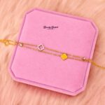 gold double layer bracelet clover charm women stylish jewelry