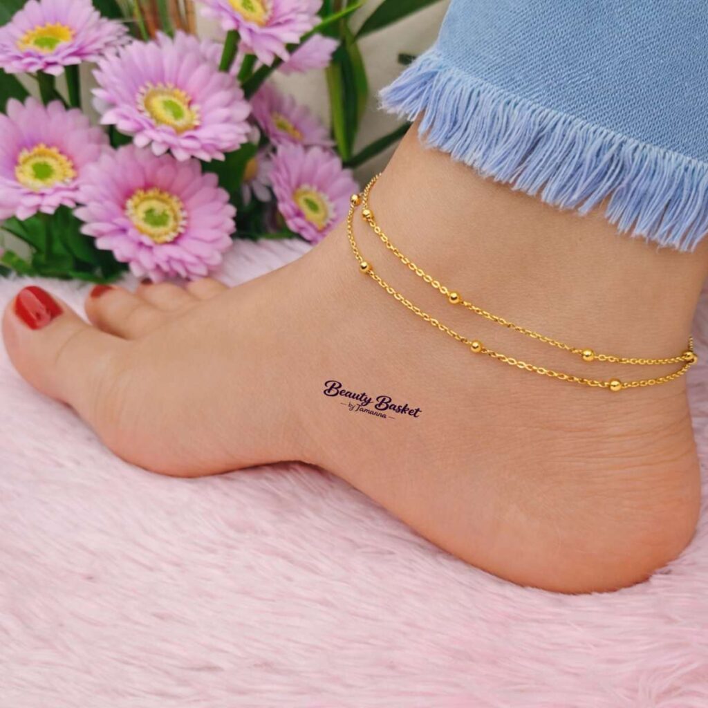 double layer ball bead anklet stainless steel gold tone