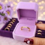 Floral Ring stainless steel gold tone full view