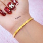 geometric hexagon bangle stainless steel gold tone full view