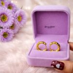 geometric hoop earrings stainless steel gold tone full view
