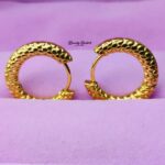 hammered texture hoop earrings stainless steel gold tone close view