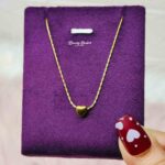 mini heart pendant necklace stainless steel gold tone chain