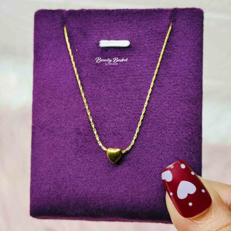 mini heart pendant necklace stainless steel gold tone chain