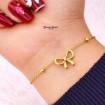 minimal bow bracelet gold stainless steel cute simple jewelry