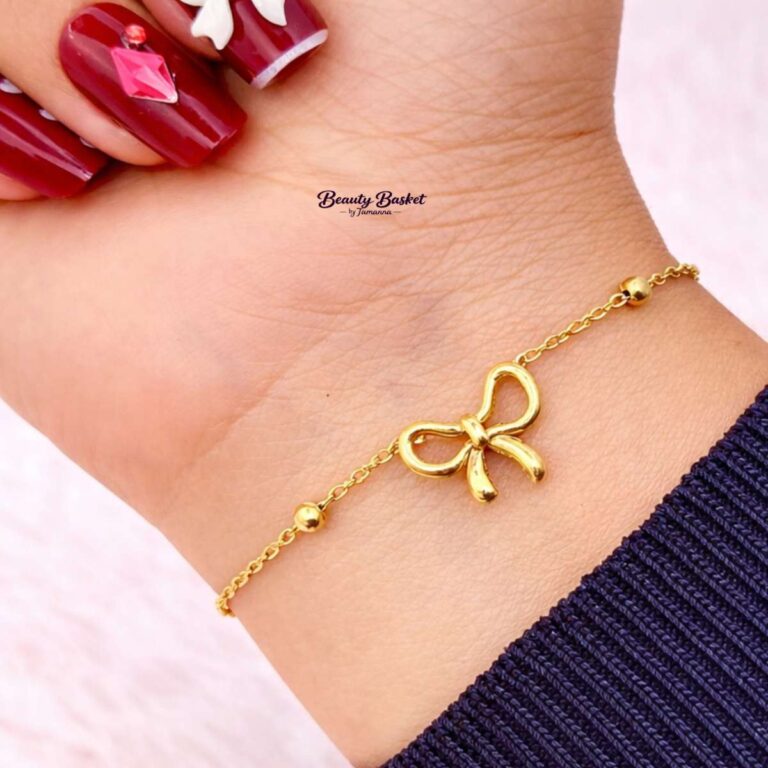 minimal bow bracelet gold stainless steel cute simple jewelry