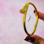 nail design bangle stainless steel gold tone full view