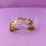 Peace Ring stainless steel gold tone close view