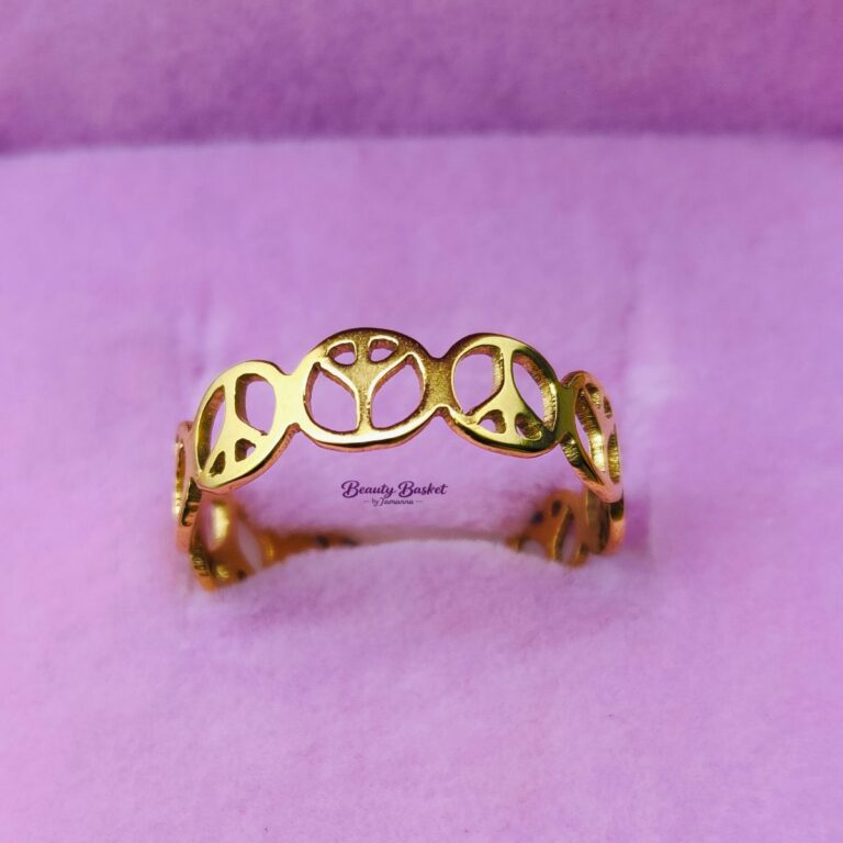 Peace Ring stainless steel gold tone close view