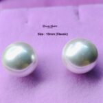 pearl stud earrings 10mm stainless steel close view