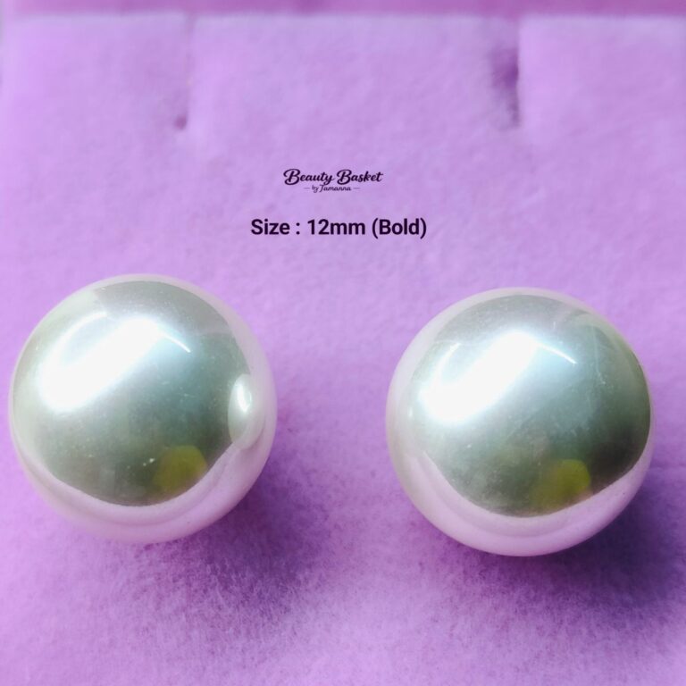pearl stud earrings 12mm stainless steel close view