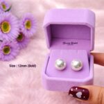 pearl stud earrings 12mm stainless steel full view