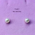 pearl stud earrings 4mm stainless steel close view