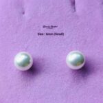 pearl stud earrings 6mm stainless steel close view