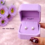 pearl stud earrings 6mm stainless steel full view