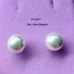 pearl stud earrings 8mm stainless steel close view