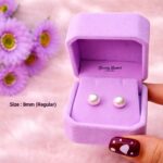 pearl stud earrings 8mm stainless steel full view