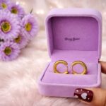 ribbed hoop earrings stainless steel gold tone full view