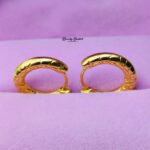 textured hoop earrings stainless steel gold tone close view