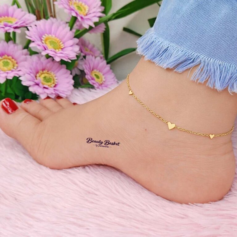 three hearts anklet stainless steel gold tone