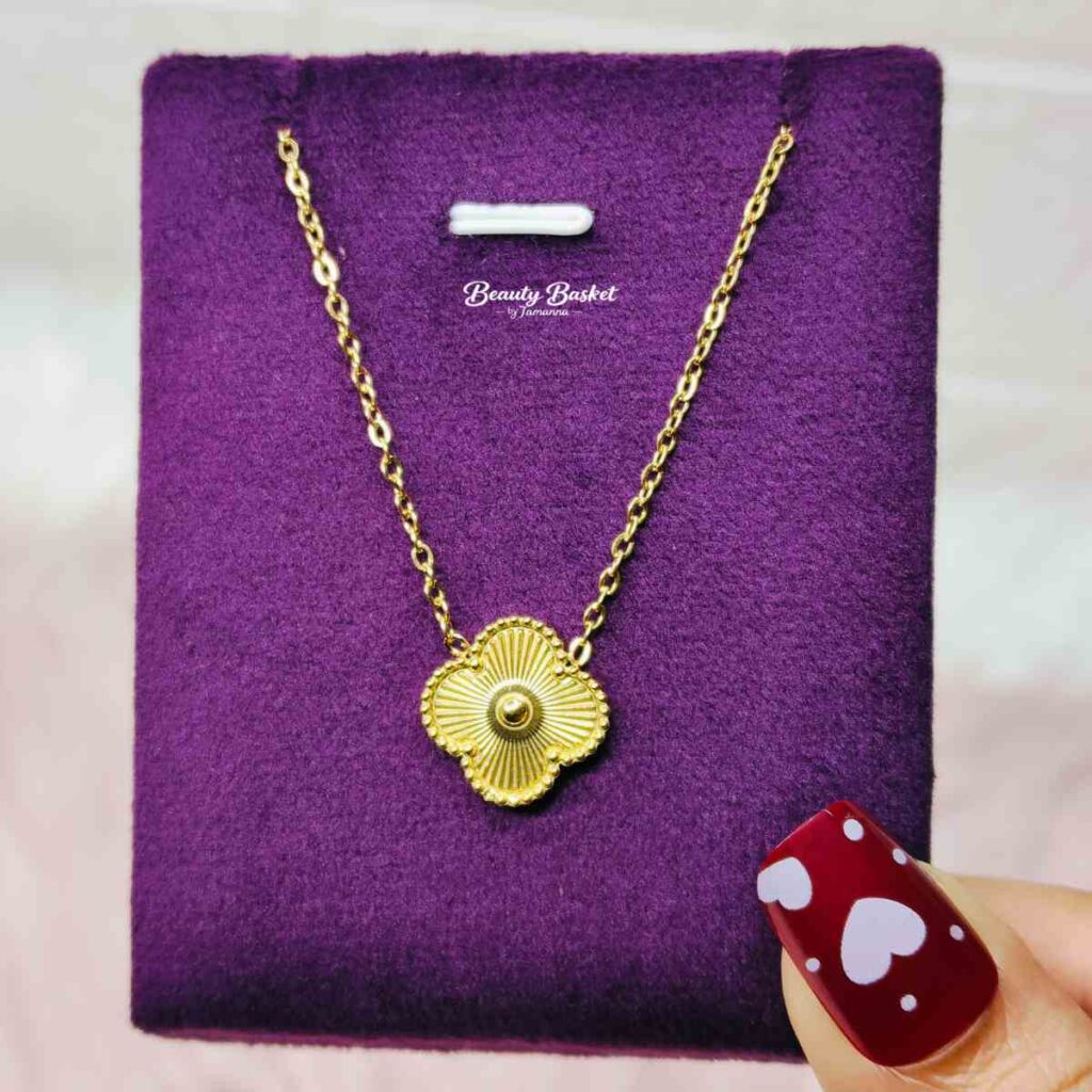 vintage clover necklace stainless steel gold tone elegant design