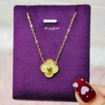 vintage clover necklace stainless steel gold tone elegant design