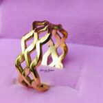Wave Ring stainless steel gold tone close view