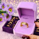 Wave Ring stainless steel gold tone full view