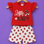 Girls Ladybug Print Top & Shorts Set