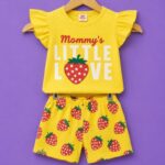 Girls Strawberry Print Top & Shorts Set