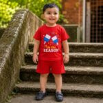 Boys Red Cotton T Shirt & Shorts Set - Image 3