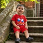 Boys Red Cotton T Shirt & Shorts Set - Image 2