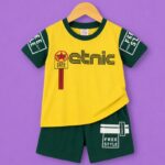 boys ethnic free style t shirt shorts set yellow green kids outfit