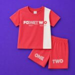 boys red cotton t shirt shorts set